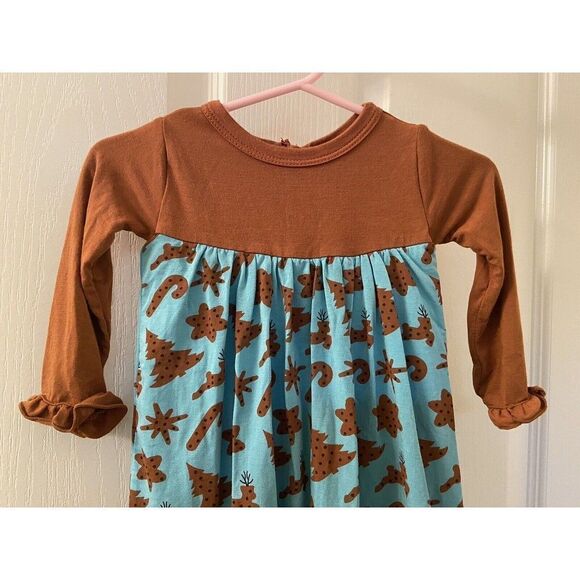 Kickee Pants Holiday Long Sleeve Dress Romper Christmas Cookies Size 3-6 Mos NWT - Picture 2 of 9